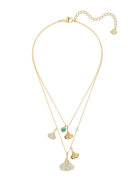 

SWAROVSKI Gold-Plated & Green Stunning Ginko Layered Necklace