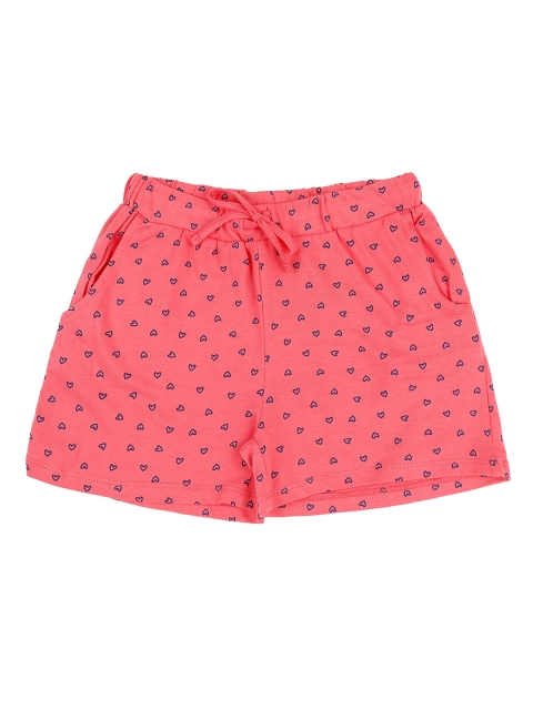 

Pantaloons Junior Girls Coral Pink Printed Regular Fit Regular Shorts