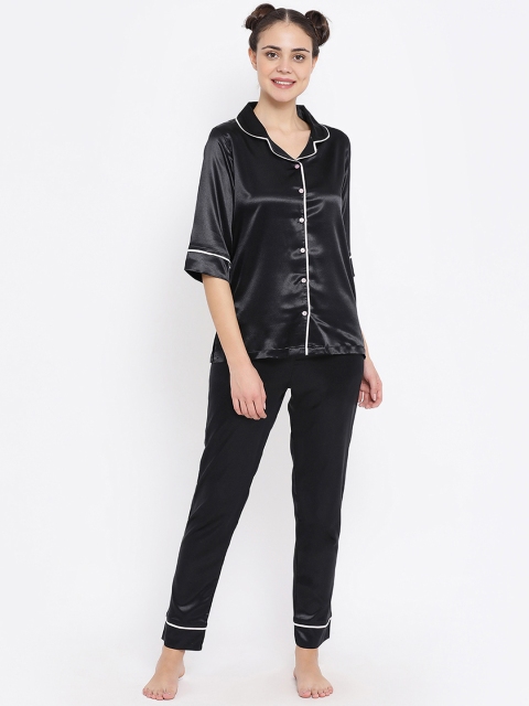 

Kanvin Women Black Solid Night suit