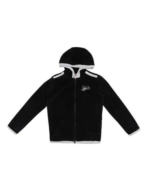 

CHALK by Pantaloons Girls Black Solid Hooded Sweatshirt