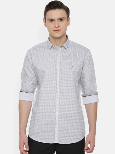 

V Dot Men White & Black Slim Fit Printed Casual Shirt