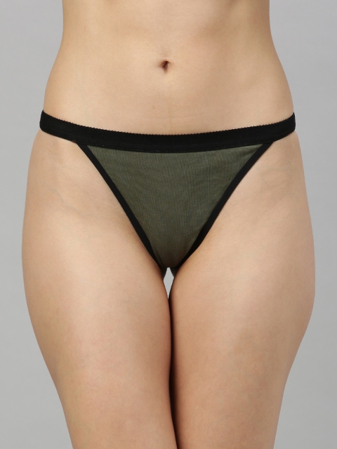 

Berrys Intimatess Woman's Olive Green Solid Thongs