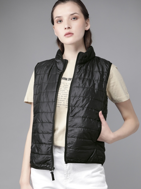

Roadster Women Black Solid Lightweight Packable Jacket