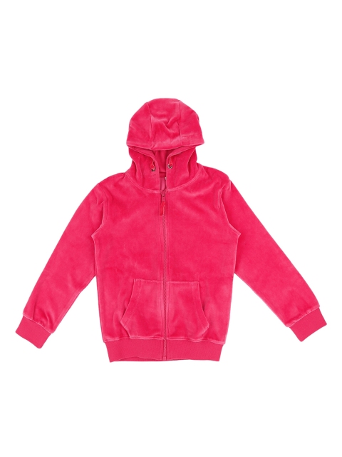 

Pantaloons Junior Girls Fuchsia Pink Solid Hooded Sweatshirt