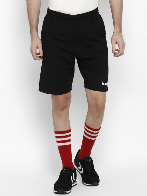 

hummel Men Black Solid Regular Fit Sports Shorts