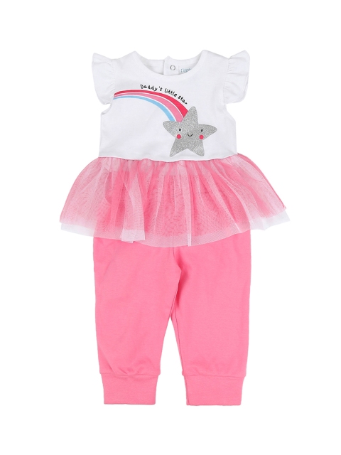 

Pantaloons Baby Girls Pink & White Printed Top with Trousers