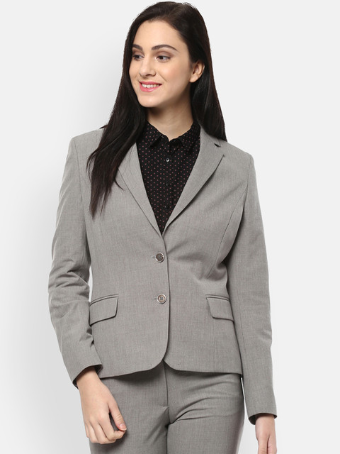 

Allen Solly Women Grey Solid Slim-Fit Single-Breasted Formal Blazer