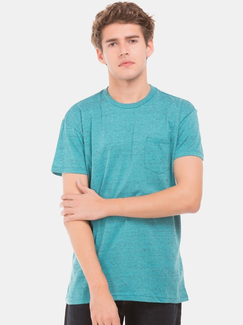 

Aeropostale Men Sea Green Solid Round Neck T-shirt