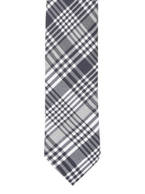 

V Dot White & Grey Woven Design Broad Tie