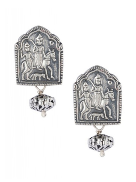 

ahilya Women Silver-Toned 92.5 Sterling Silver Ram Laxman Classic Drop Earrings