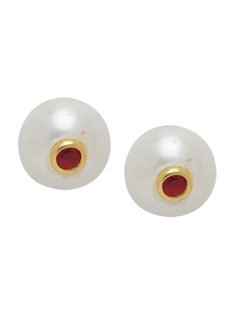 

ahilya 92.5 Sterling Silver White & Red Circular Pearl Studs