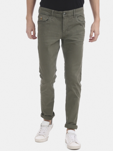 

U.S. Polo Assn. Men Olive Green Straight Fit Mid-Rise Clean Look Stretchable Jeans