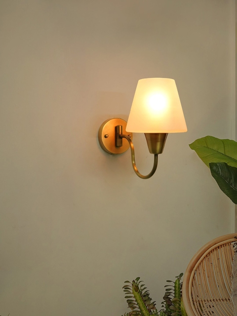 

Fos Lighting White Frustum Shaped Brass Wallchiere