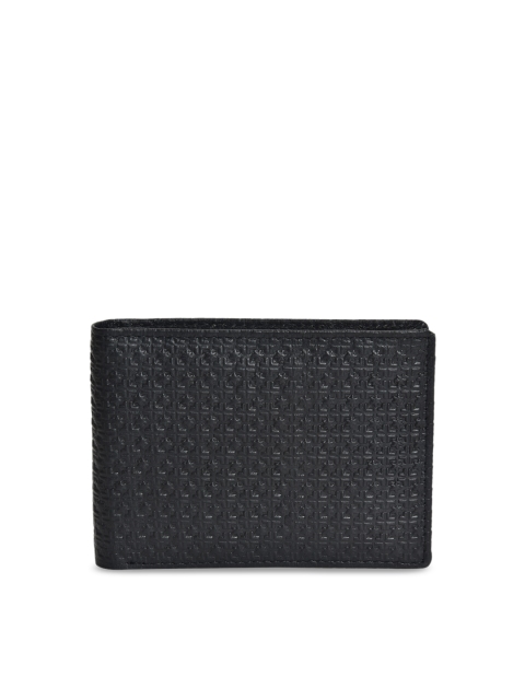 

Peseta Men Black Textured Genuine Leather Two Fold Wallet