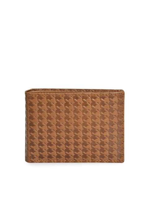 

Peseta Men Tan Brown Self Design Genuine Leather Two Fold Wallet