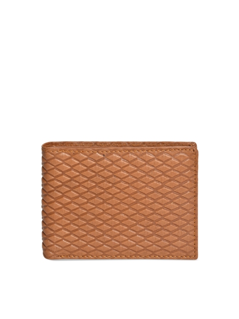 

Peseta Men Tan Brown Textured Two Fold Genuine Leather Wallet