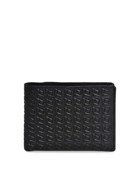 

Peseta Men Black Self Design Two Fold Wallet