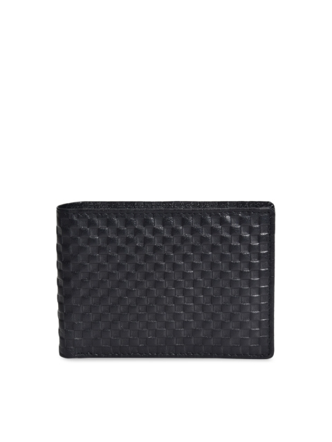 

Peseta Men Black Textured Two Fold Leather Wallet