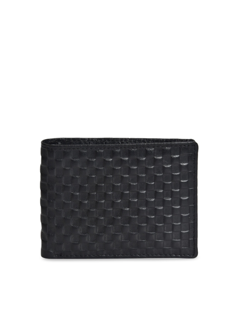 

Peseta Men Black Textured Two Fold Leather Wallet