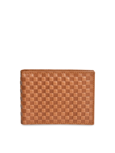 

Peseta Men Tan Brown Textured Two Fold Wallet