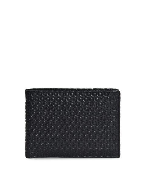 

Peseta Men Black Textured Leather Two Fold Wallet