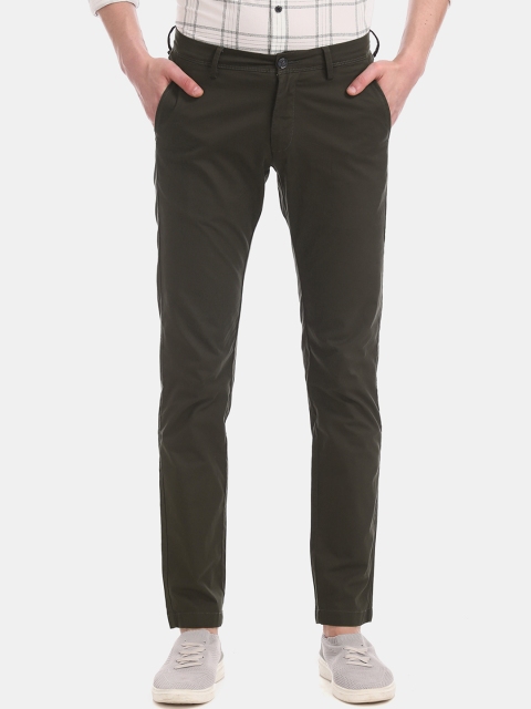 

Flying Machine Men Green Slim Fit Solid Regular Trousers