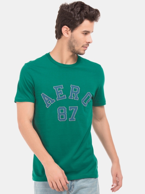 

Aeropostale Men Green Printed Round Neck T-shirt