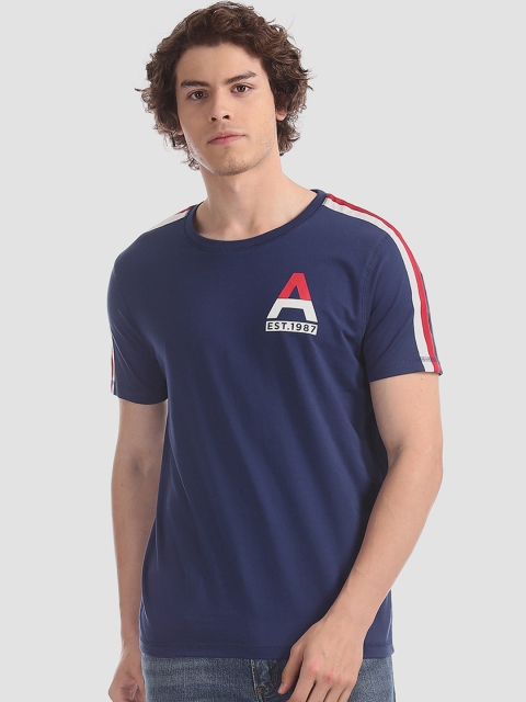 

Aeropostale Men Navy Blue Printed Round Neck T-shirt