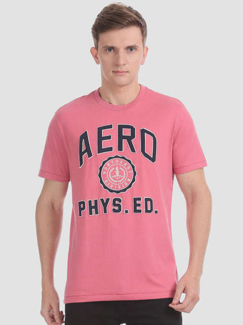

Aeropostale Men Pink Printed Round Neck T-shirt