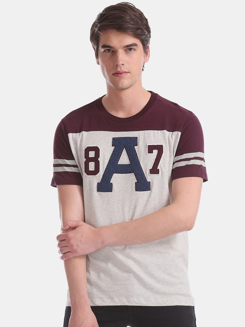 

Aeropostale Men Grey Printed Round Neck Pure Cotton T-shirt