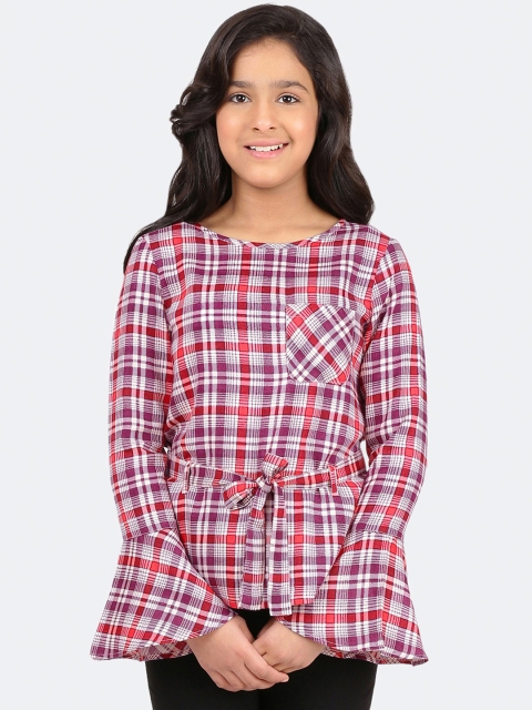 

CACA CINA Girls Red Checked Top