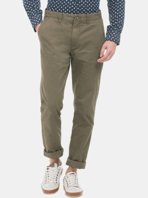 

U.S. Polo Assn. Men Olive Green Slim Fit Solid Regular Trousers