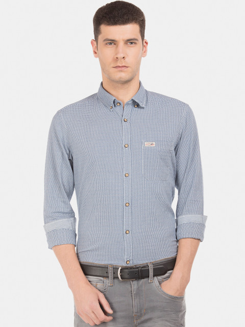 

U.S. Polo Assn. Men Blue Slim Fit Checked Casual Shirt