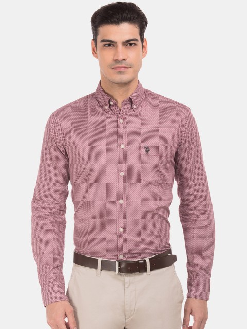 

U.S. Polo Assn. Men Red & Pink Regular Fit Printed Casual Shirt