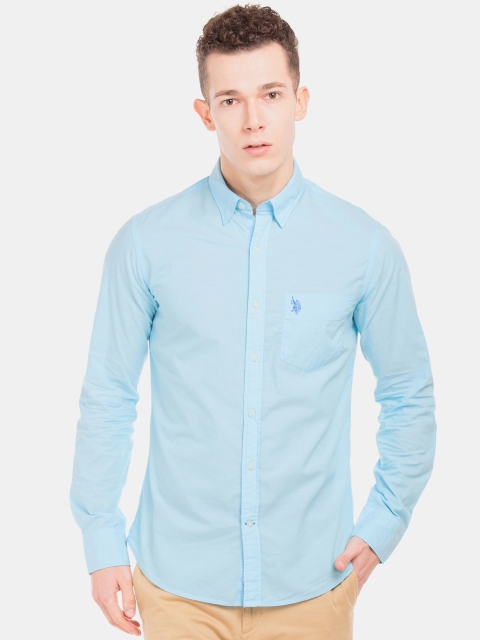

U.S. Polo Assn. Men Blue Regular Fit Solid Casual Shirt
