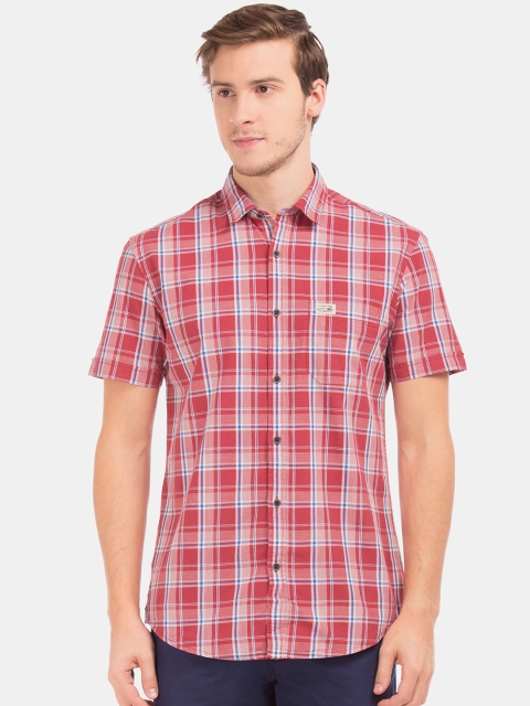 

U.S. Polo Assn. Men Red & White Slim Fit Checked Casual Shirt