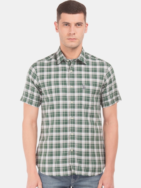 

U.S. Polo Assn. Men Green & Off-White Regular Fit Checked Casual Shirt