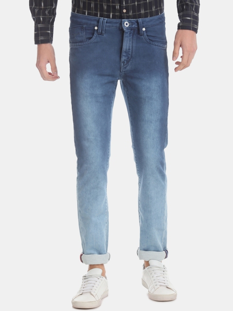 

Flying Machine Men Blue Ombre Dyed Slim Fit Mid-Rise Clean Look Stretchable Jeans