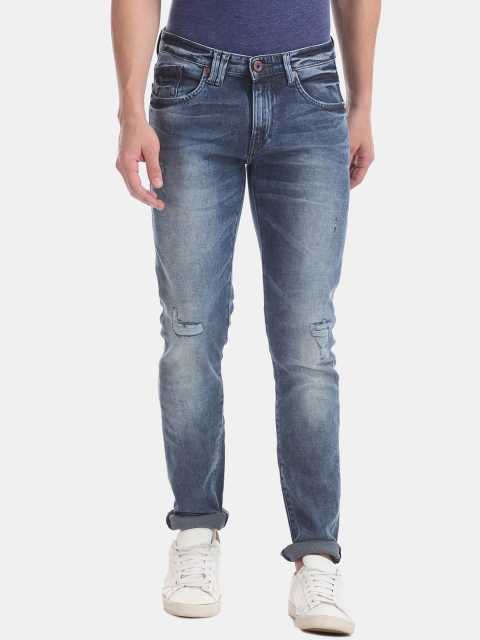 

Flying Machine Men Blue Slim Fit Mid-Rise Low Distress Stretchable Jeans