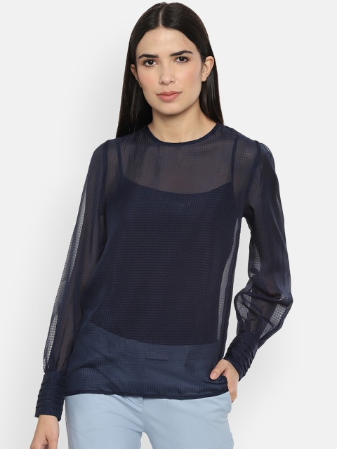 

Van Heusen Woman Navy Blue Sheer Top