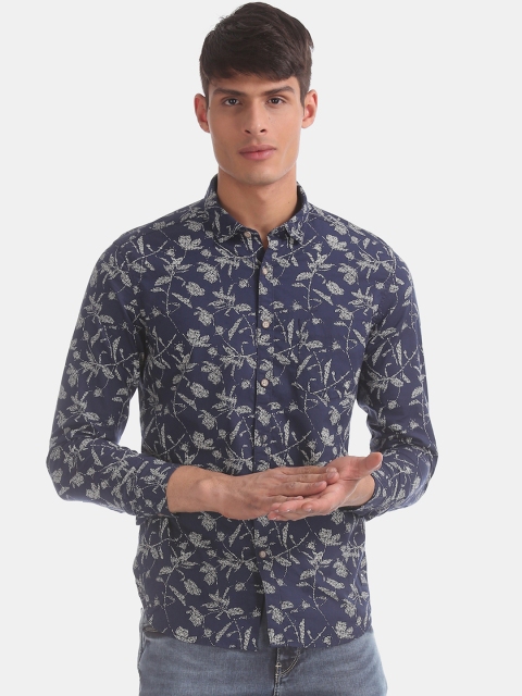 

Flying Machine Men Blue & Grey Regular Fit Floral Printed Casual Shirt