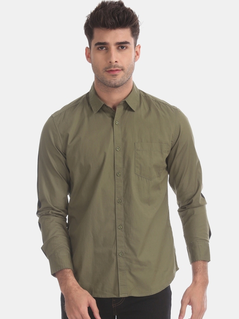 

Flying Machine Men Olive Green Regular Fit Solid Casual Shirt