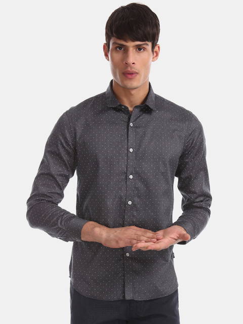 

Flying Machine Men Grey Slim Fit Printed Casual Shirt
