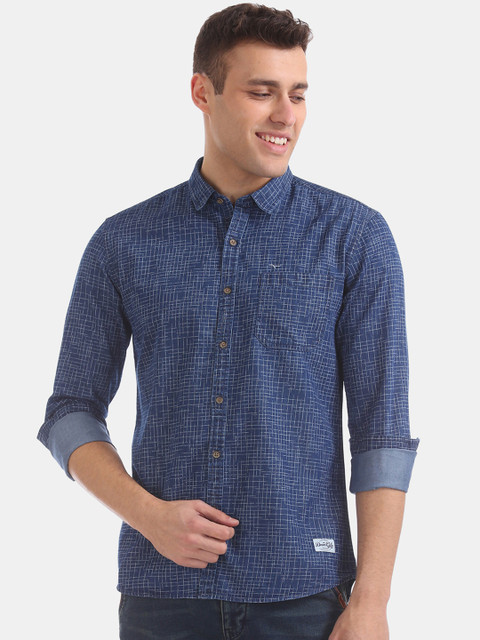 

Flying Machine Men Blue Slim Fit Printed Casual Shirt