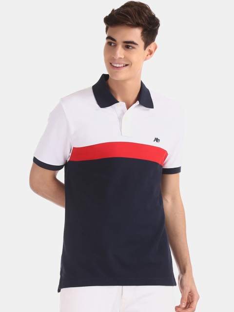 

Aeropostale Men White Colourblocked Polo Collar Pure Cotton T-shirt