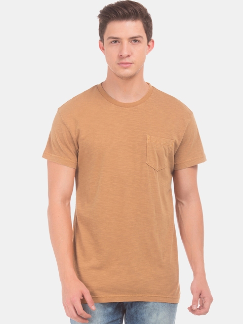 

Aeropostale Men Brown Solid Round Neck T-shirt