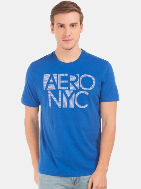

Aeropostale Men Blue Printed Round Neck T-shirt