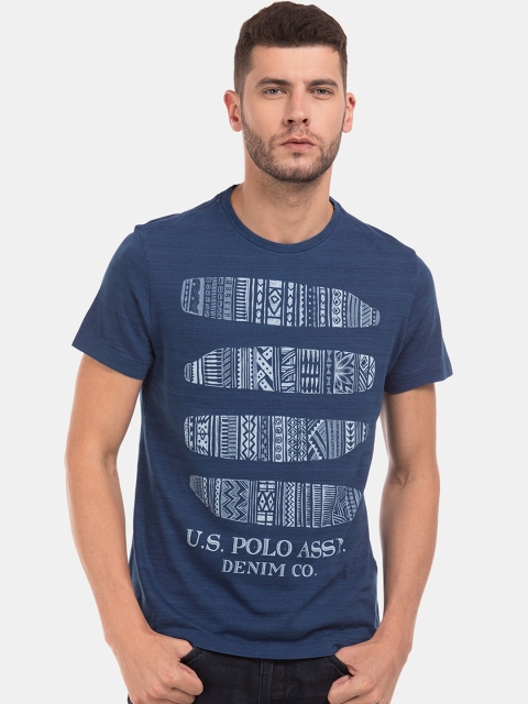 

U.S. Polo Assn. Men Blue Printed Round Neck T-shirt
