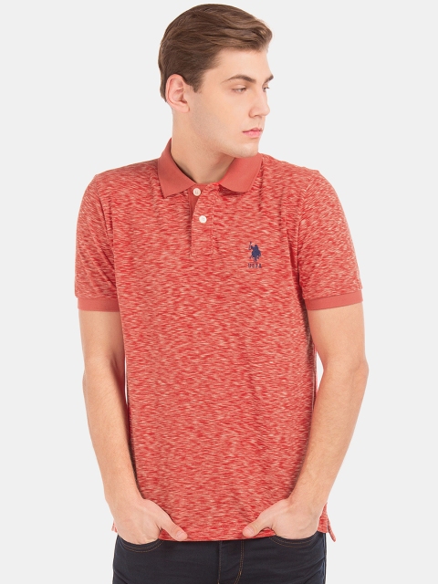 

U.S. Polo Assn. Men Red Solid Polo Collar T-shirt
