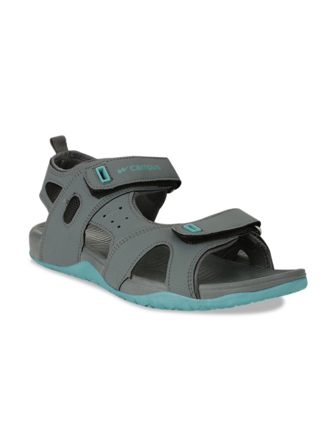 

Campus Men Grey & Turquoise Blue Solid Sports Sandals
